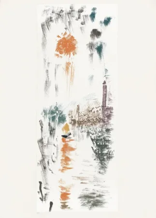 Lithographie Masson - Le Bassin de St Marc (Voyage à Venise)