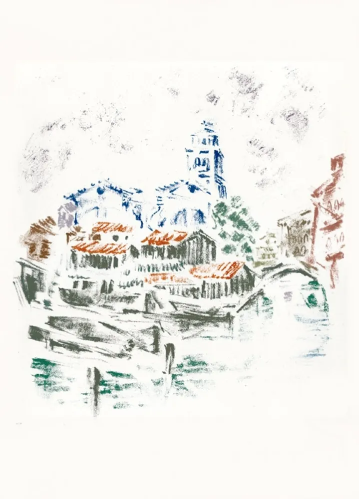 Lithographie Masson - San Trovaso (Voyage à Venise)