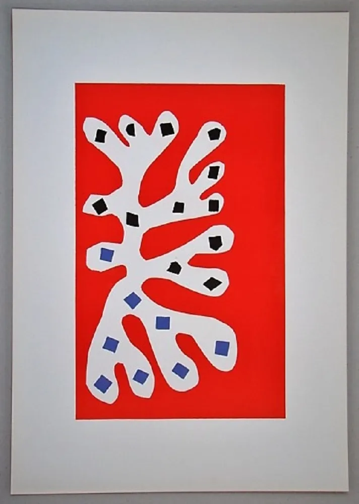 Lithographie Matisse - Algue sur fond rouge 