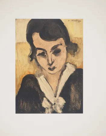 Lithographie Matisse - La robe au col blanc