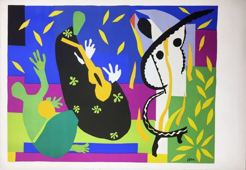 Lithographie Matisse - LA TRISTESSE DU ROI. Lithographie sur vélin d'Arches (tirage original édité par Tériade, 1952)