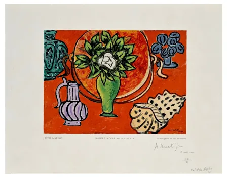 Gravure Sur Bois Matisse - Nature Morte au Magnolia