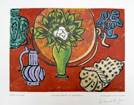 Gravure Sur Bois Matisse - Nature Morte au Magnolia 
