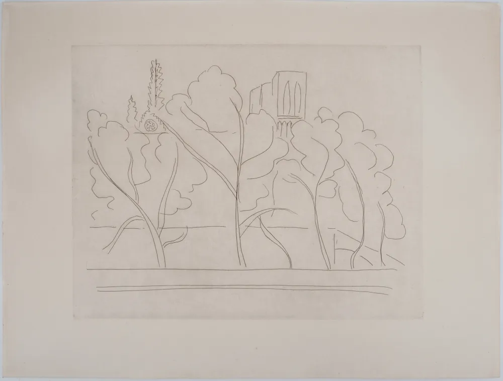 Gravure Matisse - Notre Dame à travers les arbres
