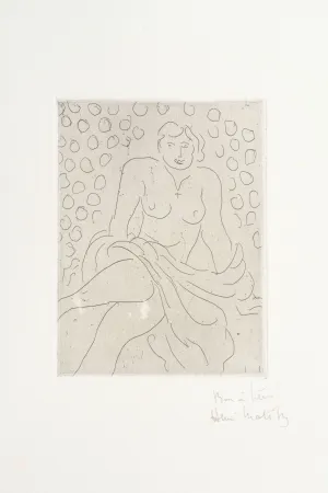 Gravure Matisse - Nu drapé sur fond composé de cercles