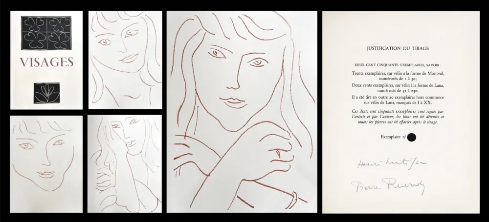 Livre Illustré Matisse - P. Reverdy. VISAGES. 14 lithographies (1946)