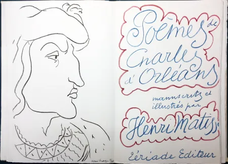 Livre Illustré Matisse - POÈMES DE CHARLES D'ORLÉANS. 54 lithographies en couleur par Henri Matisse (1950)
