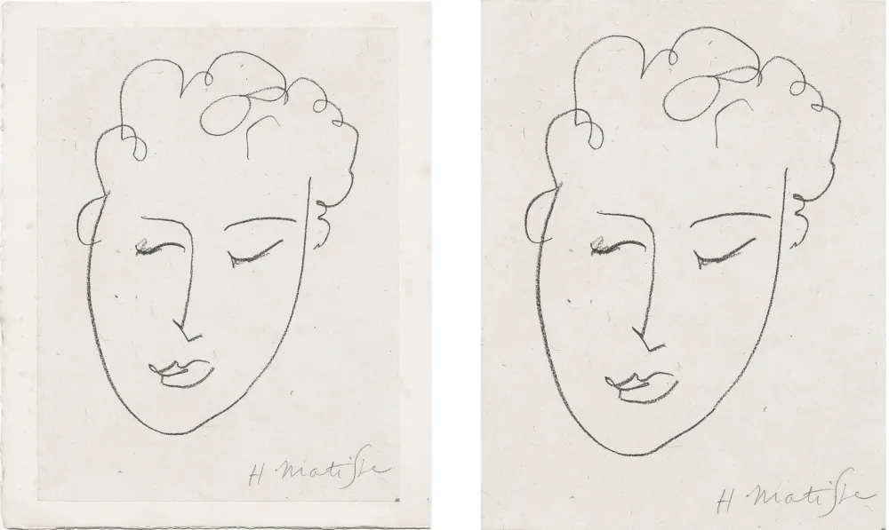 Lithographie Matisse - VISAGE DE FEMME. Pour Jules Romains : Pierres Levées, poèmes. Paris 1948