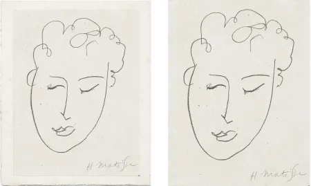 Lithographie Matisse - VISAGE DE FEMME. Pour Jules Romains : Pierres Levées, poèmes. Paris 1948