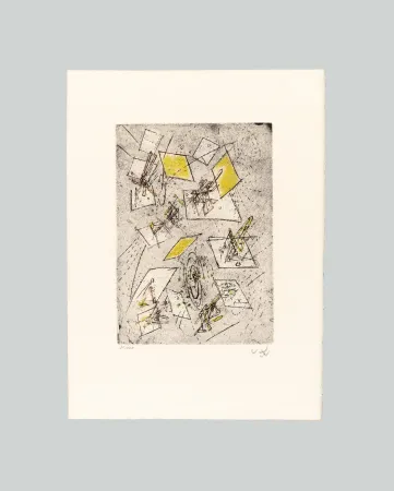 Gravure Matta - Droites libérées