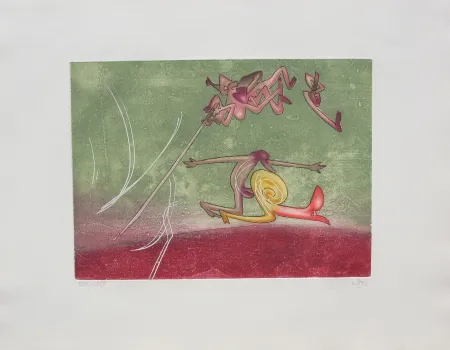 Eau-Forte Et Aquatinte Matta - Le sot à la perche