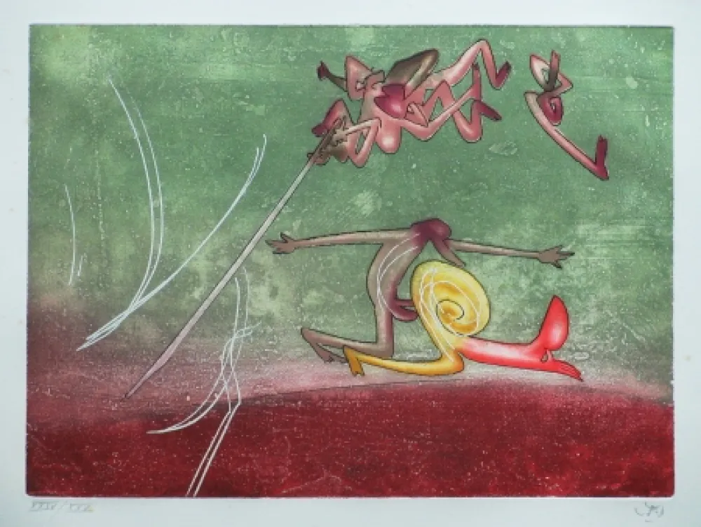 Eau-Forte Et Aquatinte Matta - Le sot à la perche