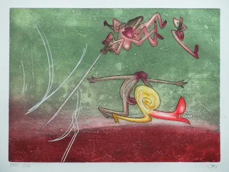 Eau-Forte Et Aquatinte Matta - Le sot à la perche