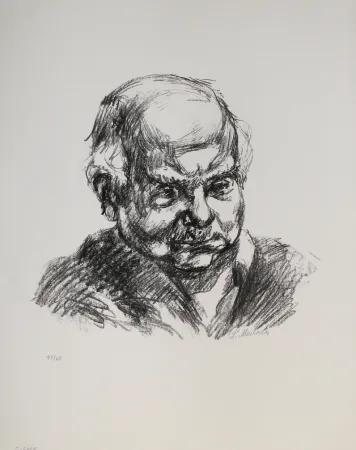 Lithographie Meidner - Selbstbildnis nach rechts