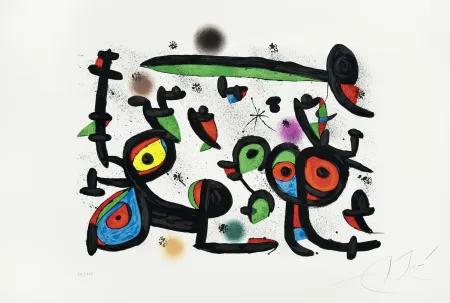 Lithographie Miró - Amoureux et Luna Park I (Les)