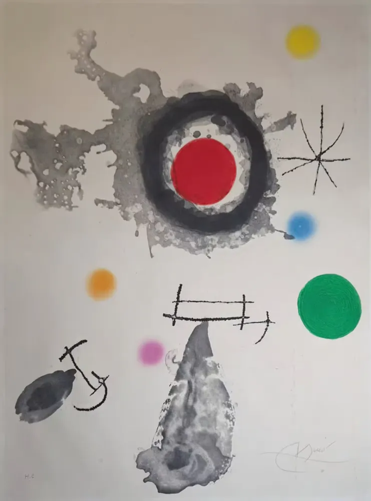 Eau-Forte Et Aquatinte Miró - Astre et Fumée (Star and Smoke)