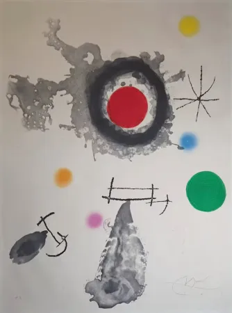 Eau-Forte Et Aquatinte Miró - Astre et Fumée (Star and Smoke)
