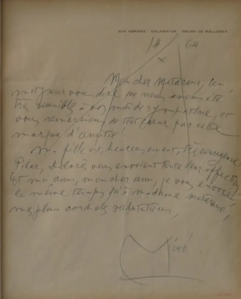 Aucune Technique Miró - Autographed letter