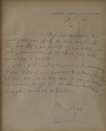 Aucune Technique Miró - Autographed letter