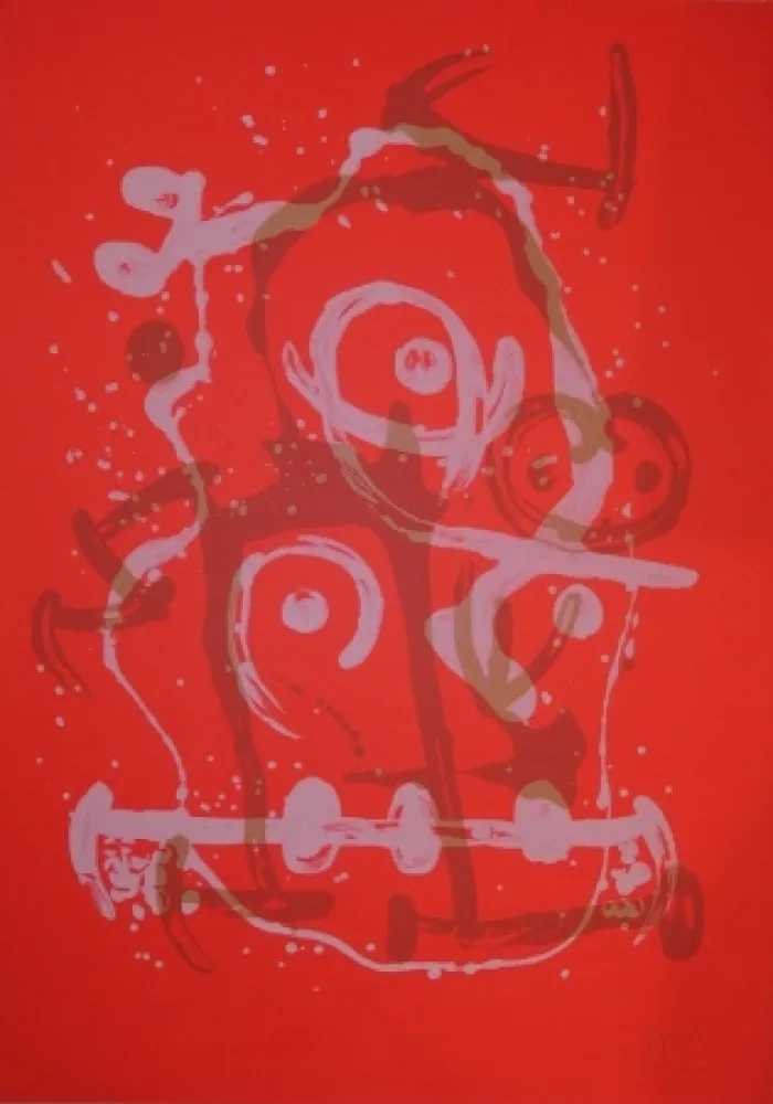 Lithographie Miró - Chevauchée orange