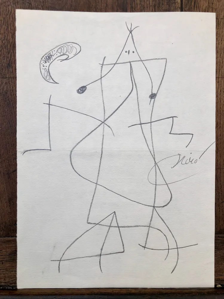 Eau-Forte Miró - Femme devant la lune