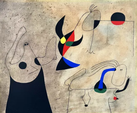 Pochoir Miró - Femmes sur la plage (Constellations) 