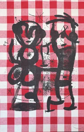 Lithographie Miró - Joan Miró (1893-1983) - Les campagnards - Colour lithograph on canvas on paper - 1969