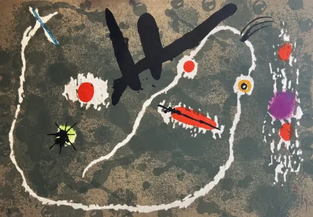 Lithographie Miró - Le Lezard aux plumes d'or