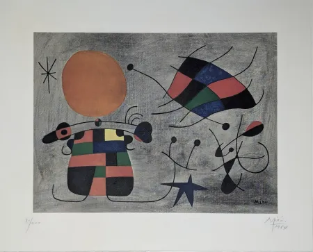 Lithographie Miró - Le Sourire des Ailes Flamboyantes 