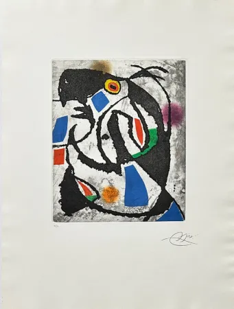 Gravure Miró - Les montagnards