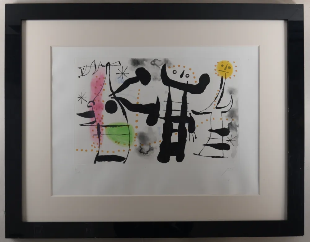 Gravure Miró - Les Philosophes II, 1958 - Hand-signed (Framed)
