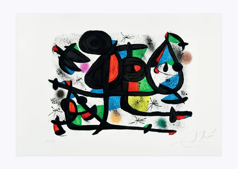 Lithographie Miró - Luge des amants I (La)