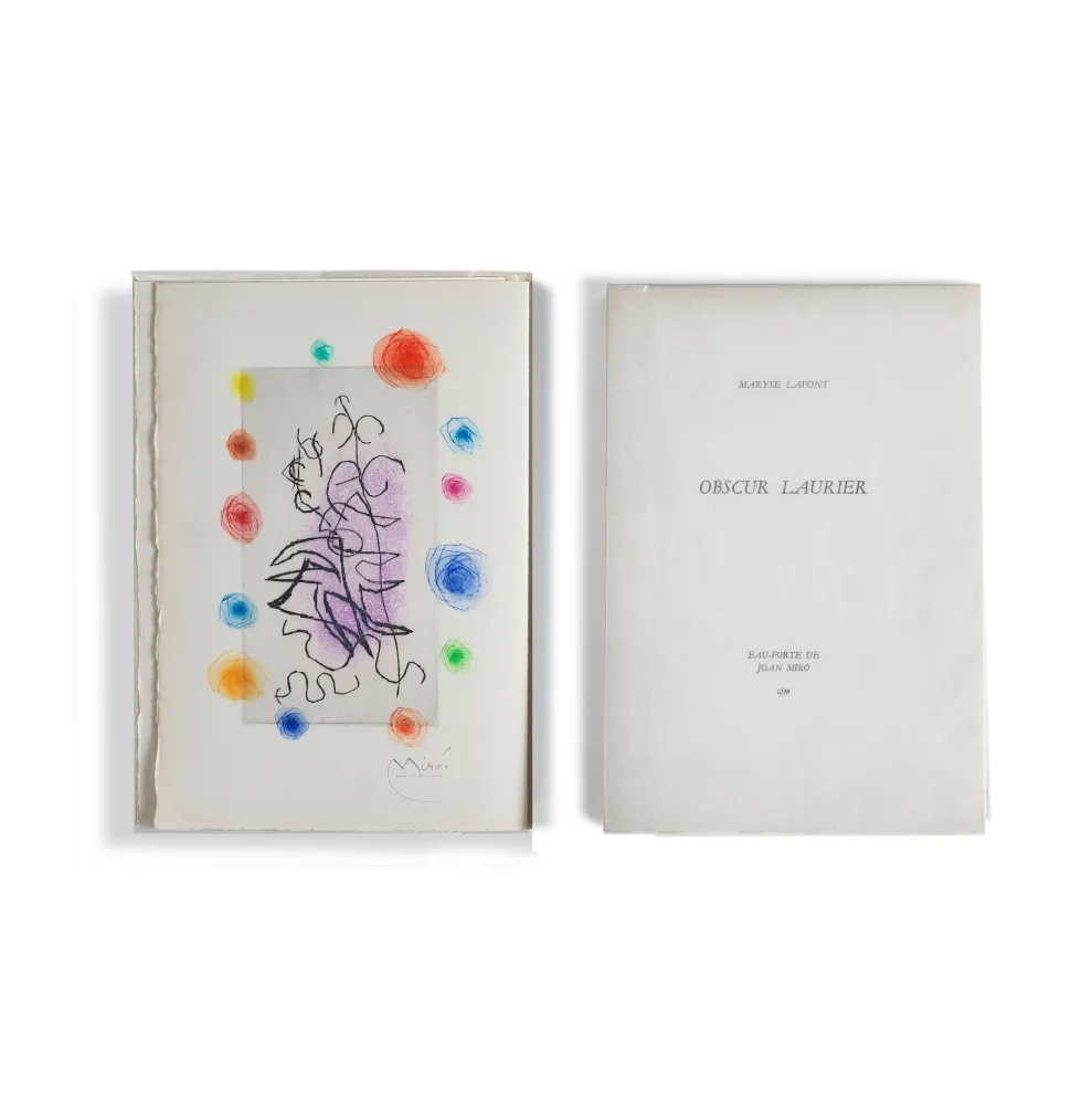 Livre Illustré Miró - Maryse Lafont. OBSCUR LAURIER. 1 eau-forte signée de Joan Miró (GLM 1962)