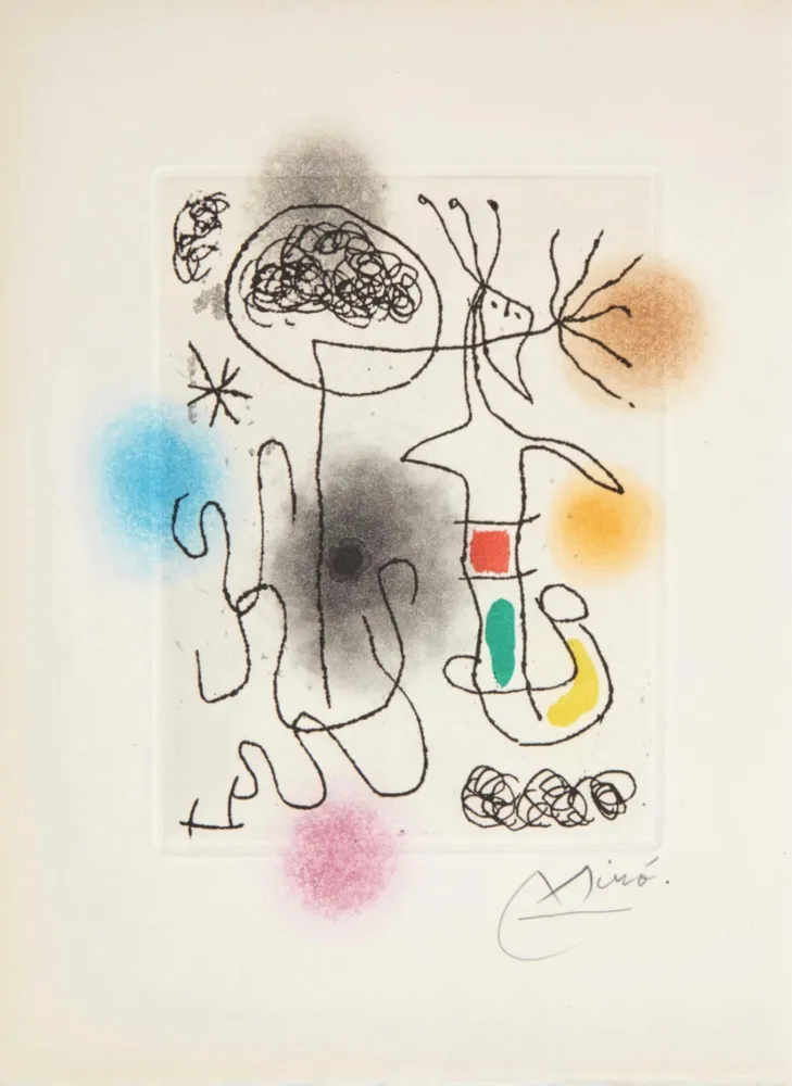 Aquatinte Miró - Midi Le Trèfle Blanc