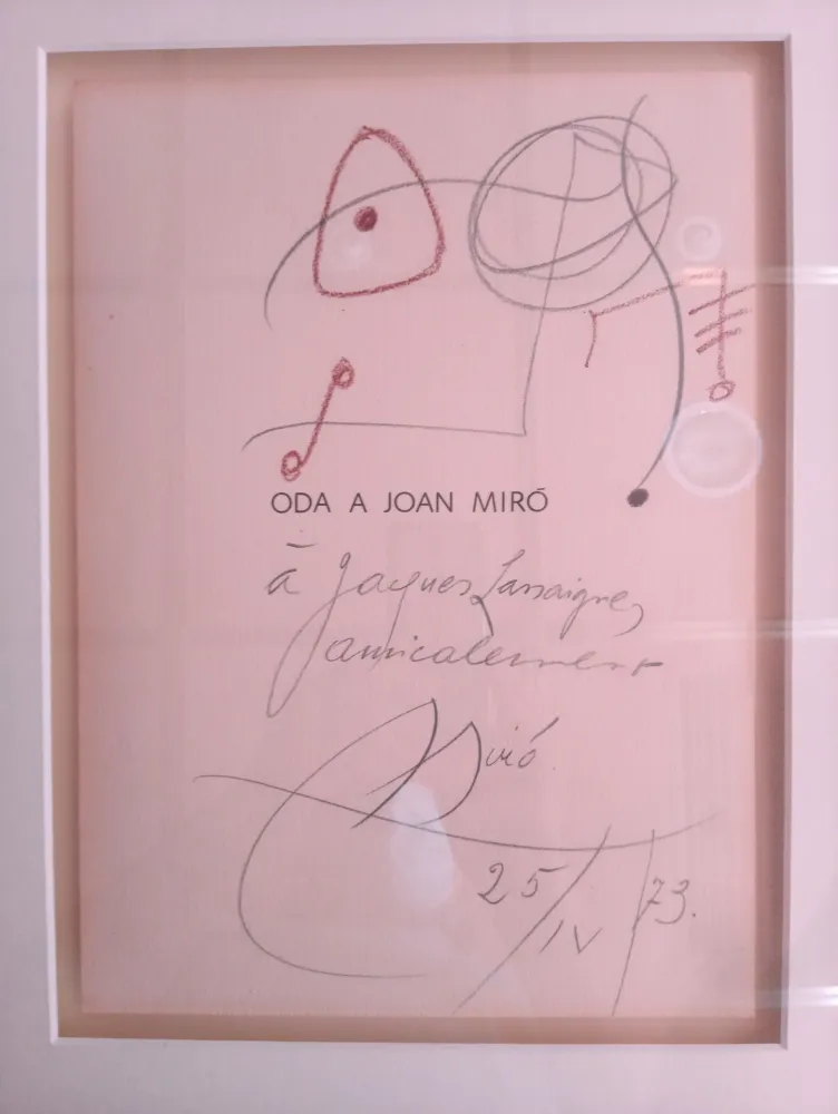 Aucune Technique Miró - Original drawing dedicated to Jacques Lassaigne (with COA)