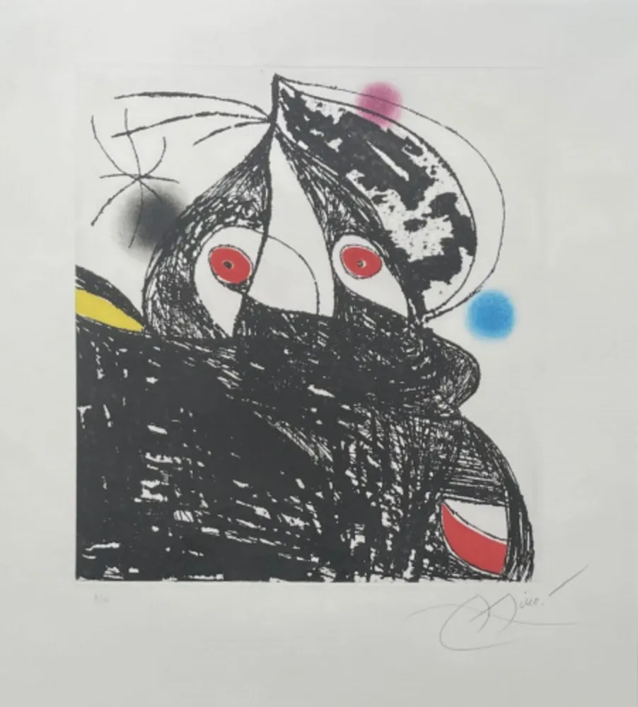 Eau-Forte Et Aquatinte Miró - Personnage Romantique