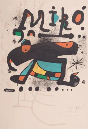 Lithographie Miró - Poster for the exhibition '100 sculptures'