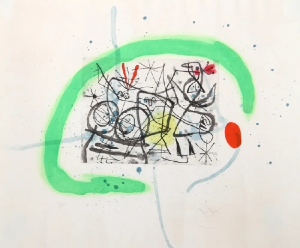 Aquatinte Miró - Preparatifs d'Oiseau IV