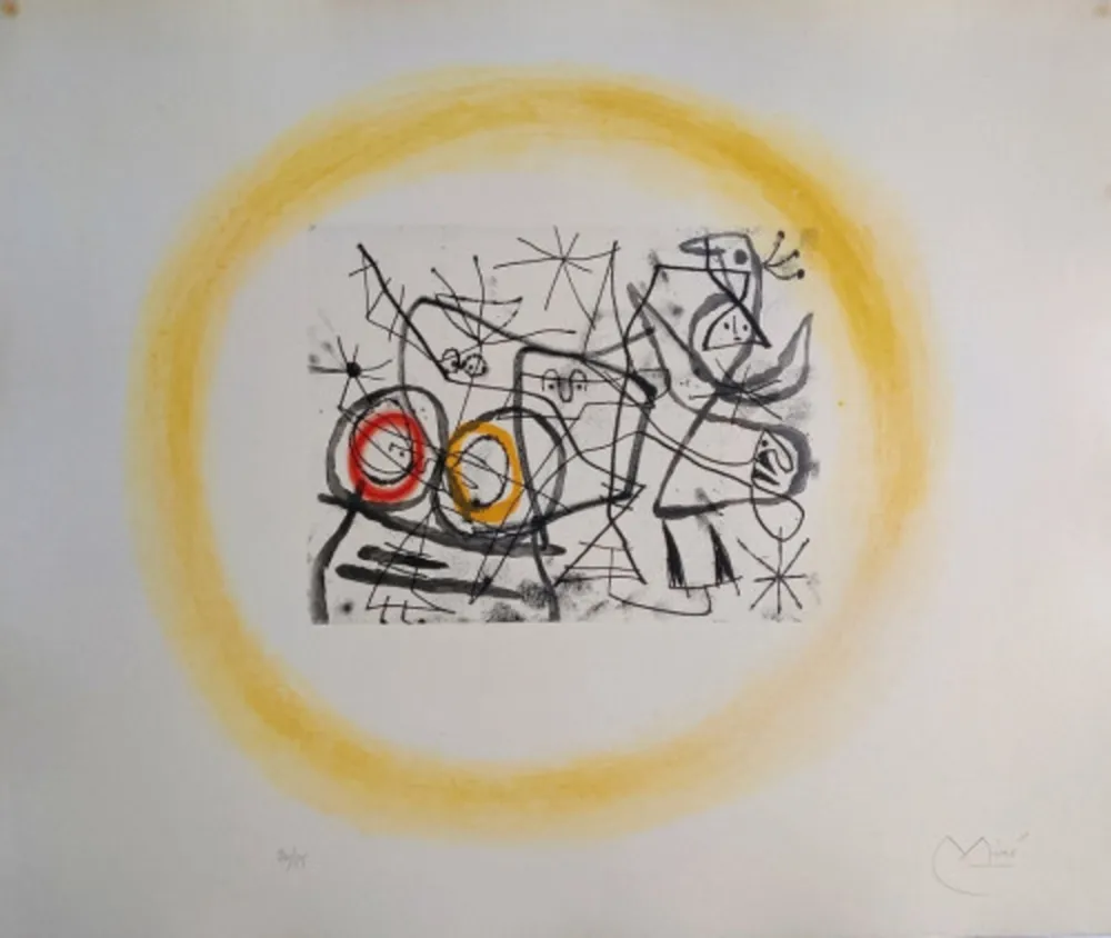 Aquatinte Miró - Préparatifs D'Oiseaux II