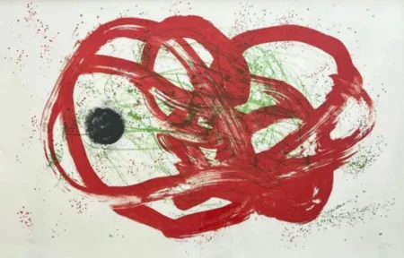 Lithographie Miró - Series I, vert sur rouge