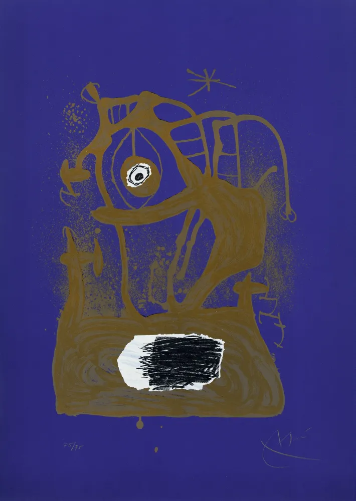 Lithographie Miró - Tempête indigo (La) 
