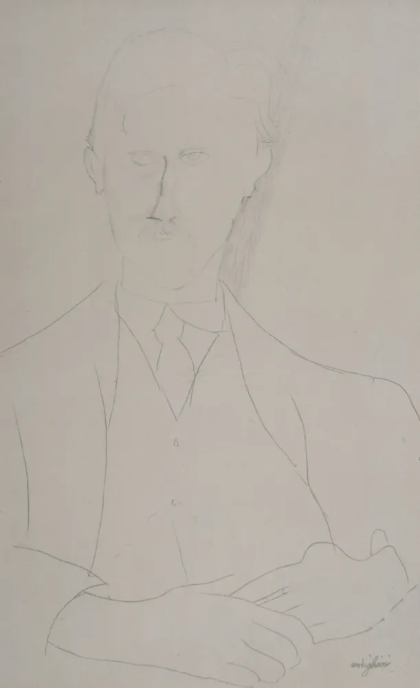 Lithographie Modigliani - Portrait de Roger Dutillieul