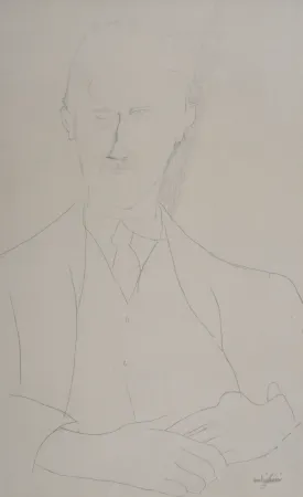 Lithographie Modigliani - Portrait de Roger Dutillieul