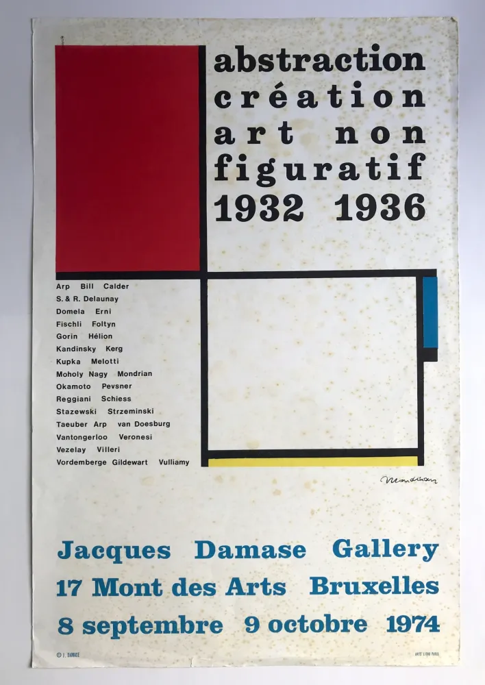 Affiche Mondrian - Abstraction-Création art non figuratif 1932-1936 /Jacques Damase Gallery