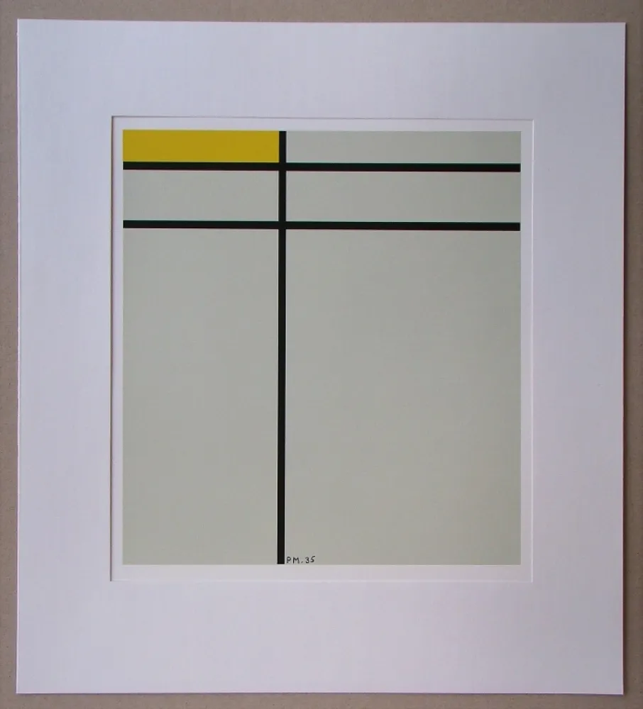 Sérigraphie Mondrian - Compositie met geel - 1935