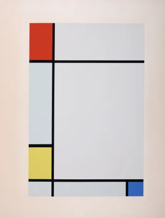 Sérigraphie Mondrian - Composition Rouge Jaune Bleu, 1957