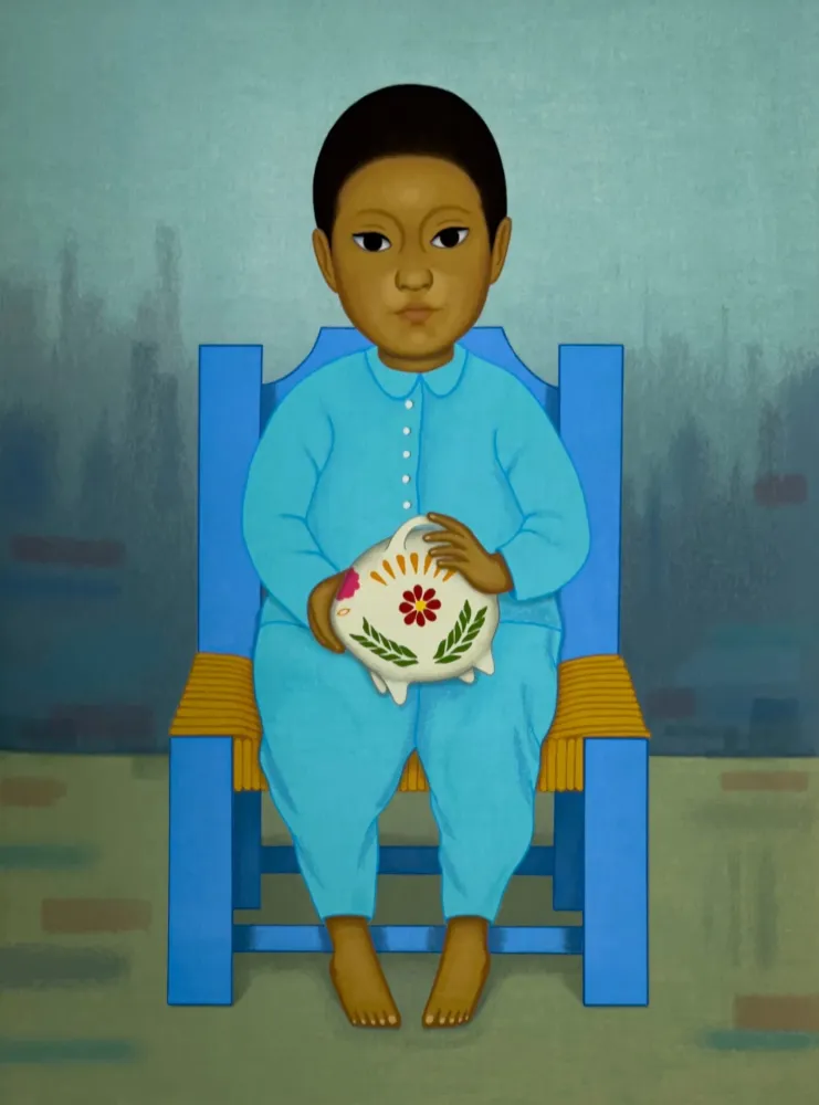 Sérigraphie Montoya - Nino con cochinito