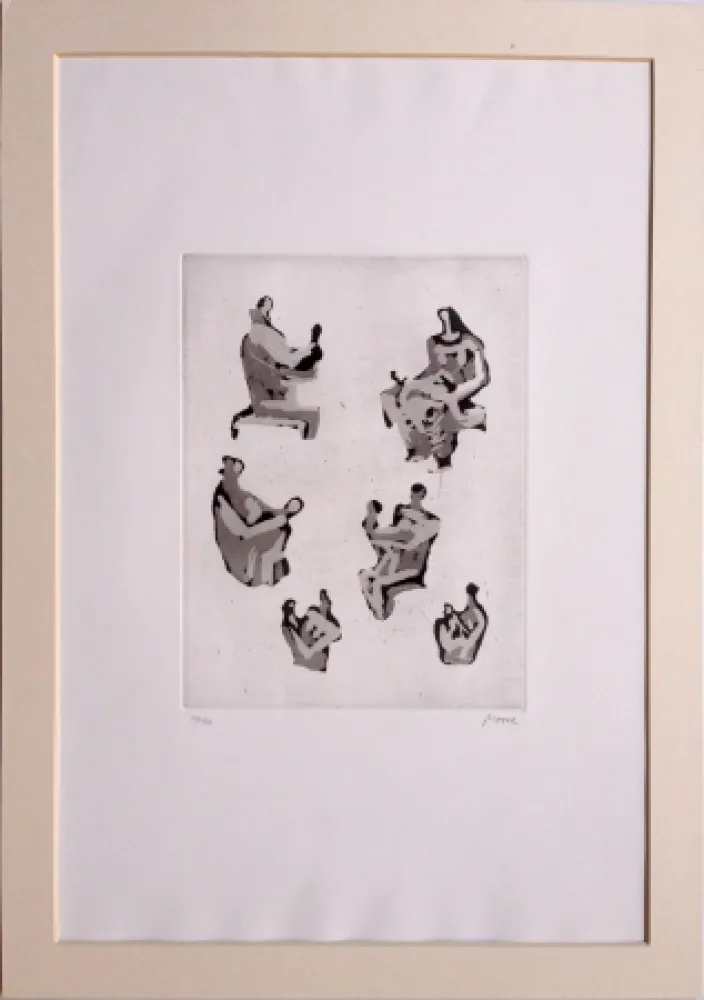 Aquatinte Moore - 6 mother and child studies