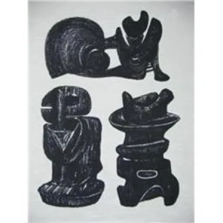 Lithographie Moore - La Poésie Three Sculptural Forms