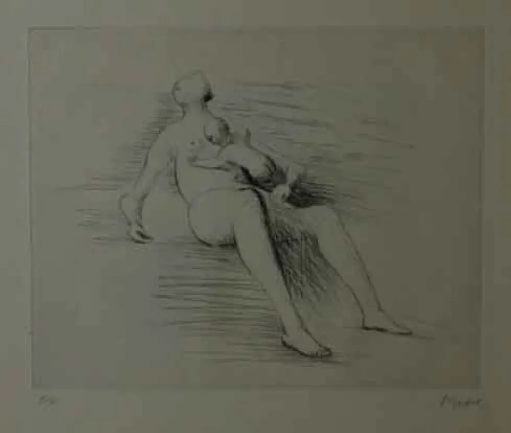 Eau-Forte Moore - RECLING MOTHER AND CHILD II